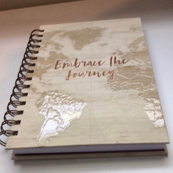 New Journal Book Tan Travel World Globe Spiral Blank Lined Journal Book Notebook - Picture 2 of 7